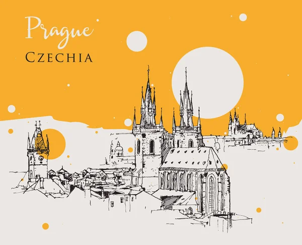 Σχέδιο απεικόνιση σκίτσο της Πράγας — Διανυσματικό Αρχείο