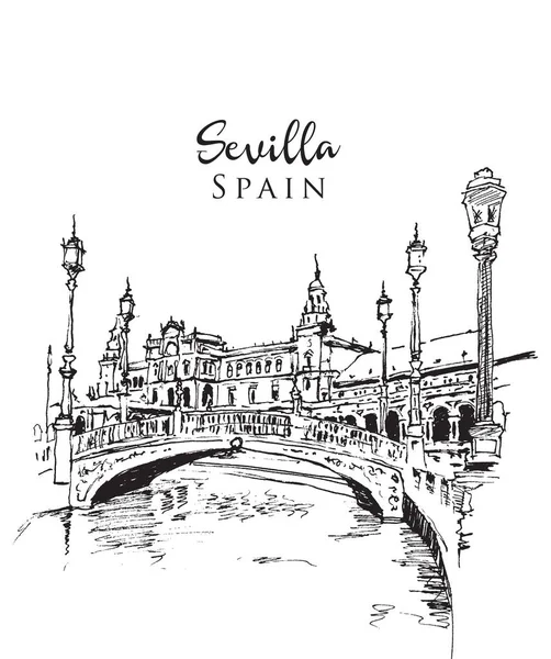 Tekening illustratie van la Plaza de Espana — Stockvector