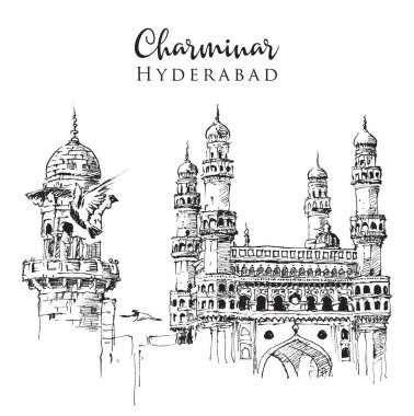 Drawing sketch illustration of Charminar clipart