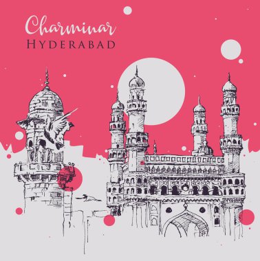 Drawing sketch illustration of Charminar clipart