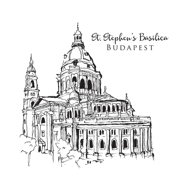 Zeichnung Skizze Illustration der Basilika des Hl. Stiefens — Stockvektor