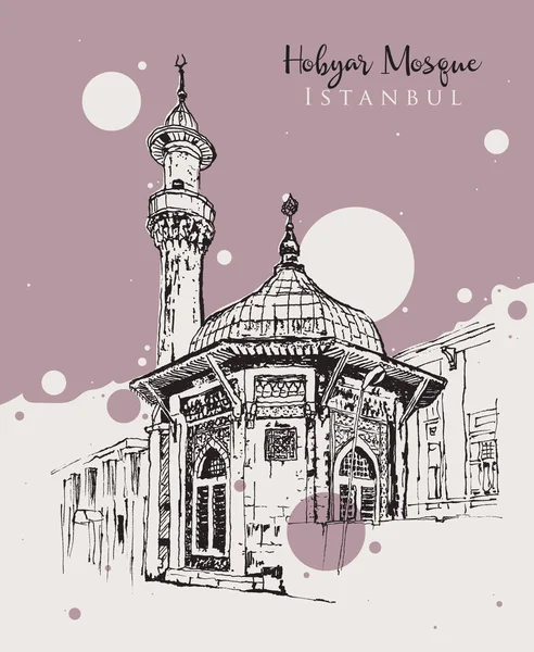 Illustration de croquis de la mosquée Hobyar à Istanbul — Image vectorielle