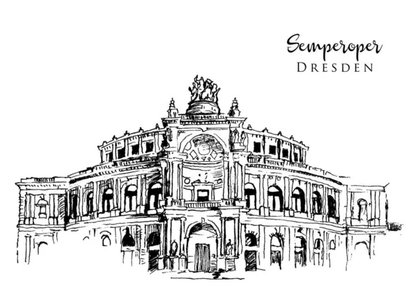 Illustration de dessin de Semperoper Dresde — Image vectorielle