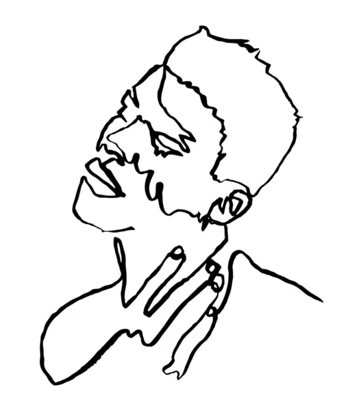 Sketchy single line drawing illustration of a sensual man — Stock Vector