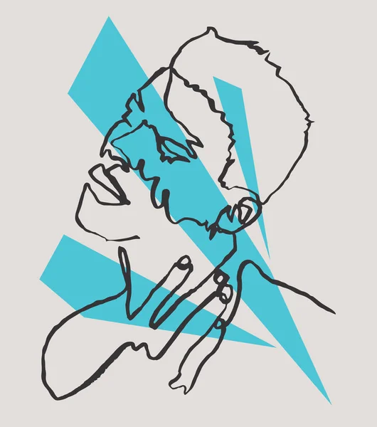 Sketchy single line drawing illustration of a sensual man — Stock vektor