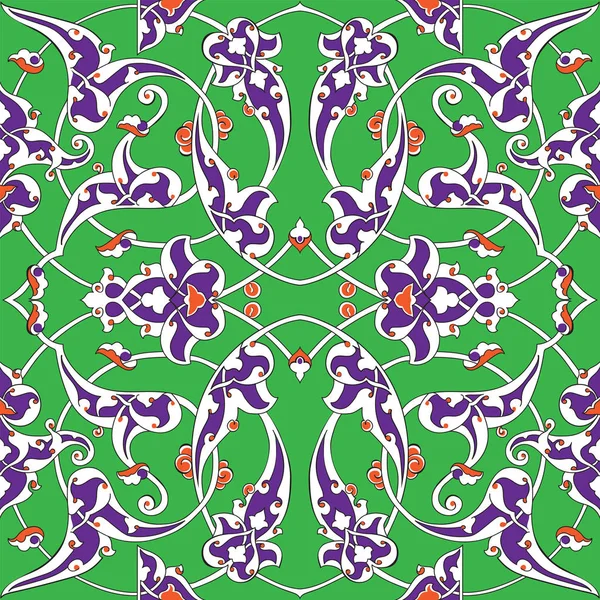 Iznik patrón de azulejos con adornos florales — Vector de stock