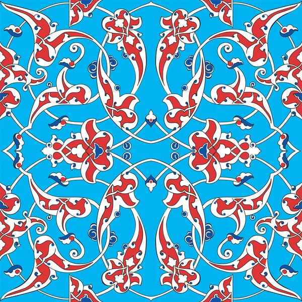 Iznik patrón de azulejos con adornos florales — Vector de stock