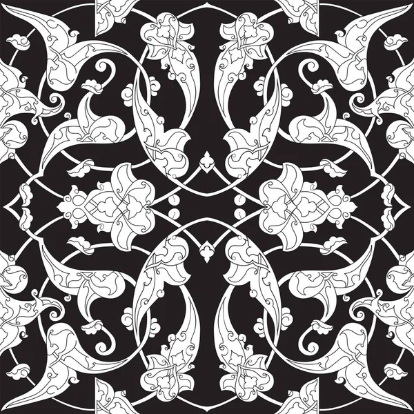 Motif de tuiles Iznik avec des ornements floraux — Image vectorielle