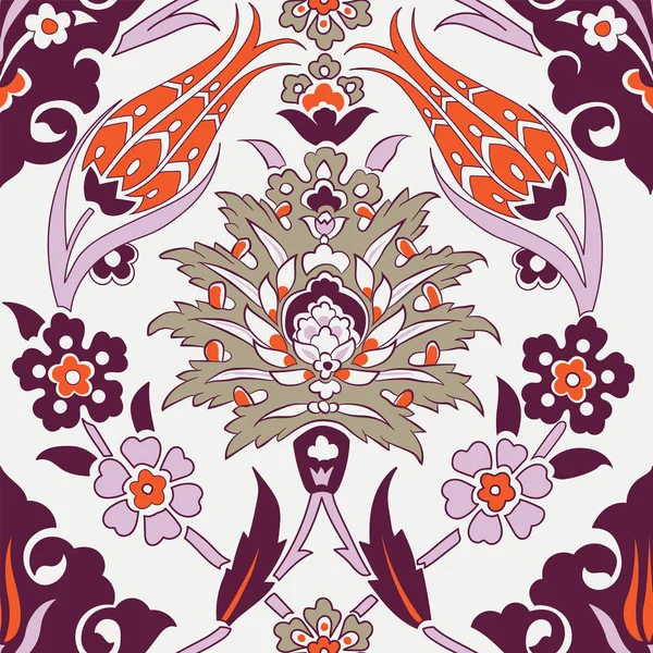 Iznik tile pattern with floral ornaments — 스톡 벡터