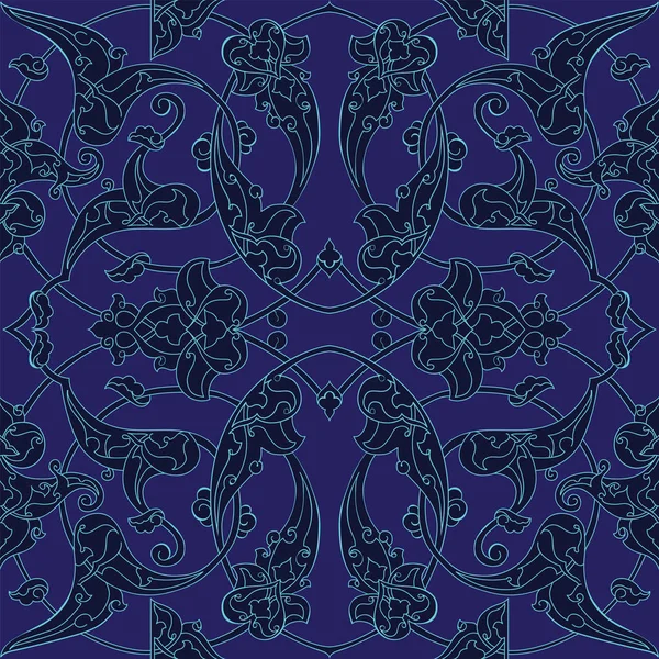 Iznik patrón de azulejos con adornos florales — Vector de stock
