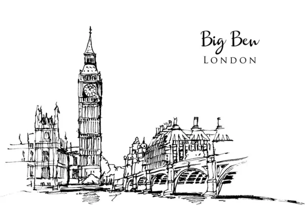 Rajzolás vázlat illusztráció Big Ben — Stock Vector