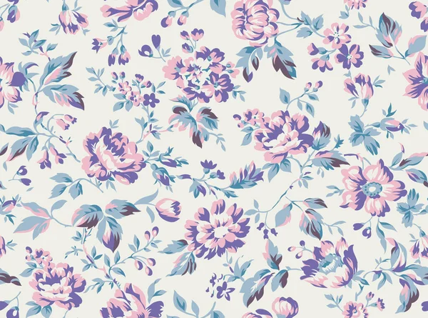 Vintage Stijl Bloemen Naadloos Patroon Ontwerp Shabby Chique Rozen Pioenen — Stockvector