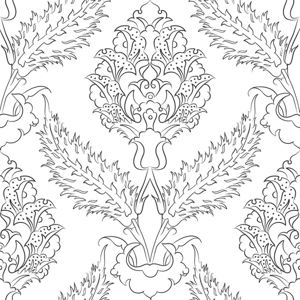 Vector Seamless Pattern Design Traditional Turkish Style Iznik Tile Ornaments — Stock Vector