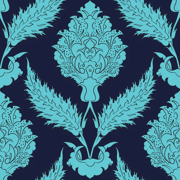 传统土耳其风格Iznik瓷砖饰物的矢量无缝图案设计 伊斯兰花卉重复背景 — 图库矢量图片