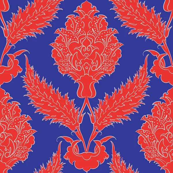 Vector Seamless Pattern Design Traditional Turkish Style Iznik Tile Ornaments — 스톡 벡터