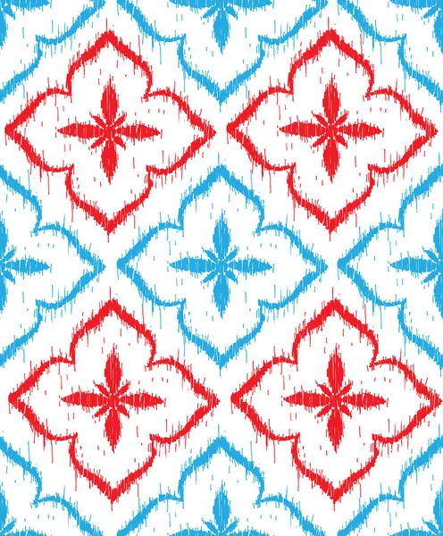 Motif Vectoriel Sans Couture Avec Ornements Ikat Arrière Plan Répété — Image vectorielle