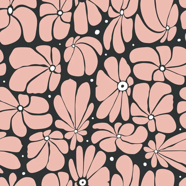 Design Floral Sans Couture Avec Grandes Fleurs Stylisées Fond Répétition — Image vectorielle