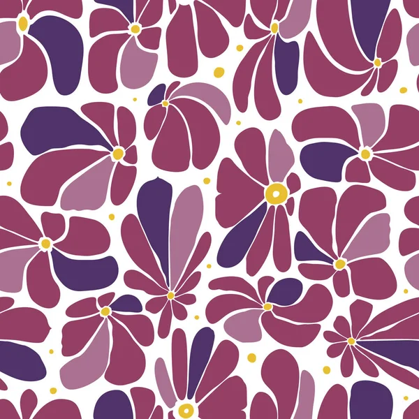 Nahtloses Blumenmuster Design Mit Stilisierten Großen Blüten Retro Feeling Wiederholungshintergrund — Stockvektor