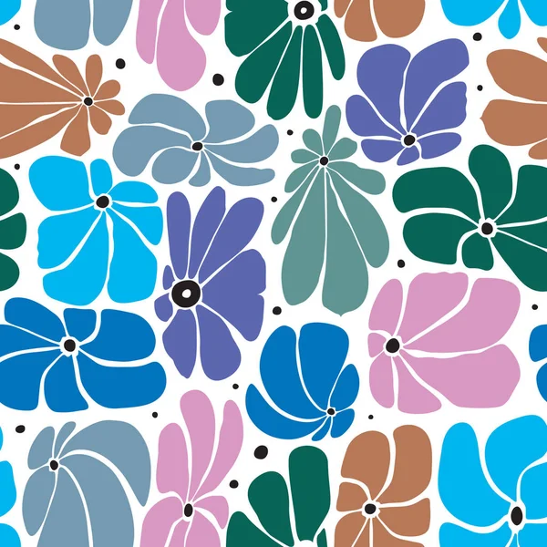 Diseño Patrón Floral Sin Costuras Con Flores Grandes Estilizadas Sensación — Archivo Imágenes Vectoriales