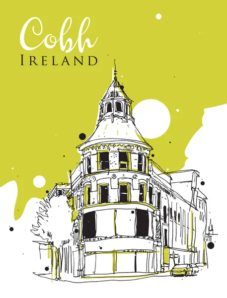 Рисунок Эскиза Угла Улицы Кобе Ирландия — стоковый вектор