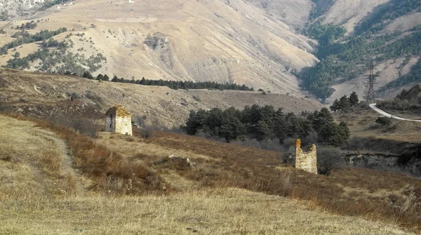 Torens van Ingoesjetië. oude architectuur en ruïnes — Stockfoto