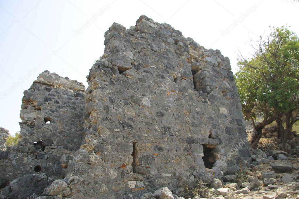 Ancient architecture on St. Nicholas island - Gemiler island, Tu