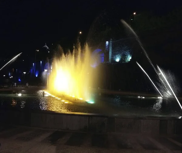 Zingende Fontein Rike Plein Tbilisi Nachts Georgië September 2016 — Stockfoto