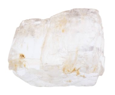 Petalite (castorite) taş üzerine beyaz izole