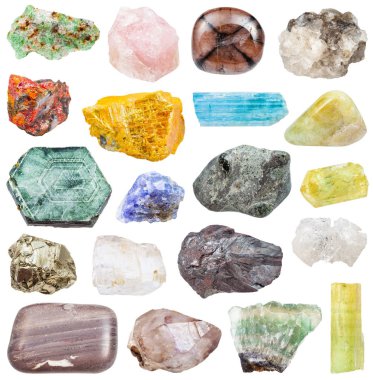 çeşitli mineral taş kümesi: tanzanite, vb