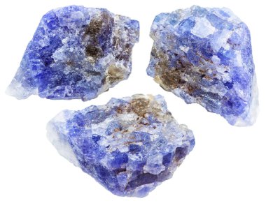 set of tanzanite (blue violet zoisite) crystals clipart