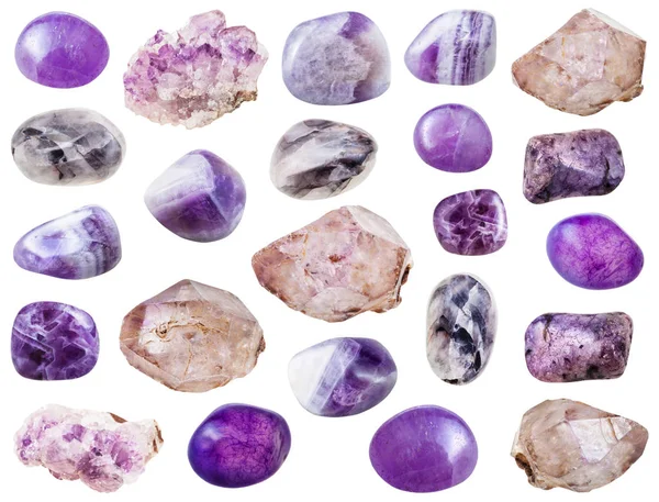 Set of various amethyst crystals and gemstone — Stock Photo, Image