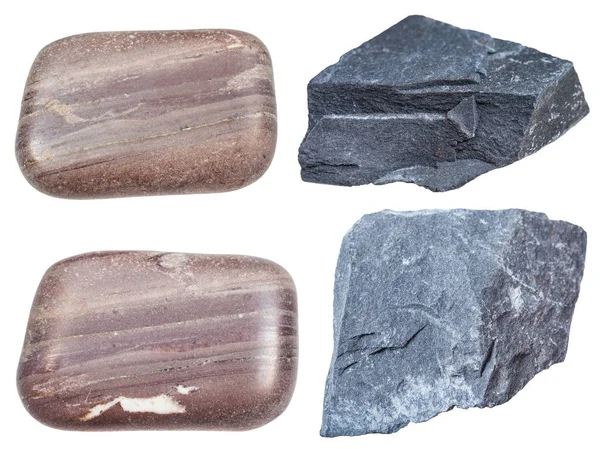 Set de diferite minerale argilite izolate — Fotografie, imagine de stoc