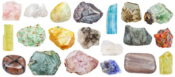 Jogo de várias pedras minerais: orpiment, etc. — Fotografia de Stock