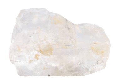 Petalite (castorite) taş üzerine beyaz izole