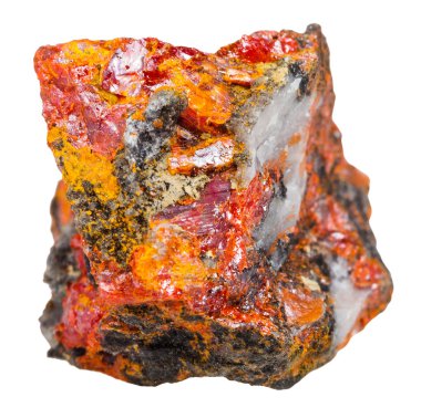 stone with crystals of Realgar isolated clipart