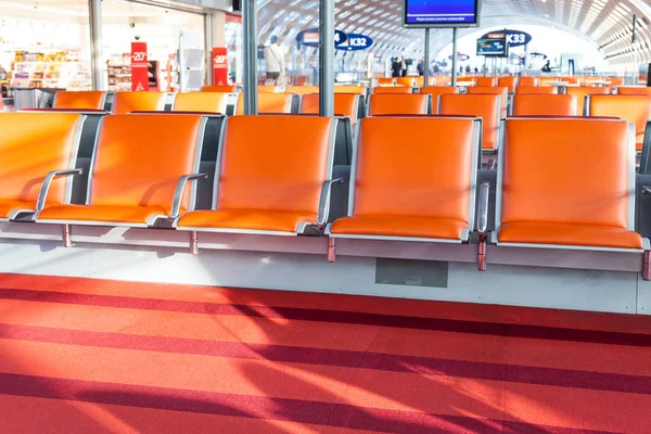 Empty seat in departure hall of airport — Stock Photo, Image