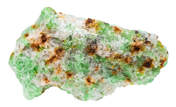green Edenite rock isolated on white