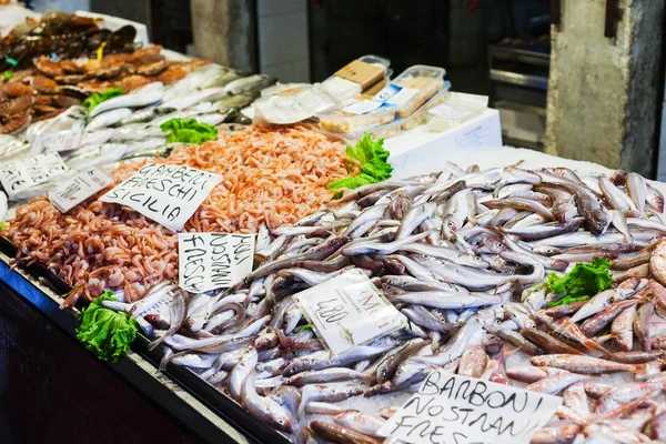 Pesce sul ghiaccio nel mercato della città di Venezia — Foto Stock