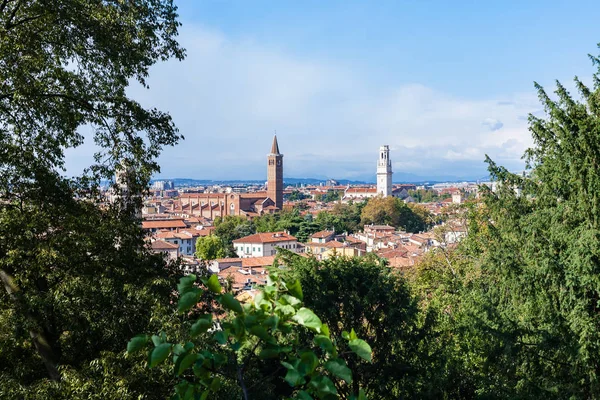View of Verona city between green trees — Stock Photo, Image