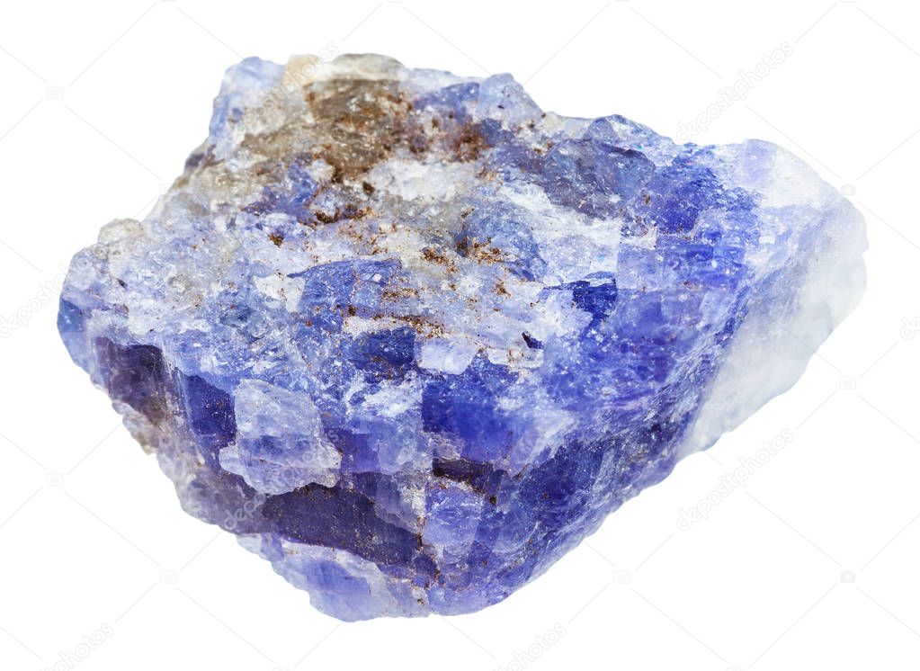 Tanzanite (blue violet zoisite) stone isolated
