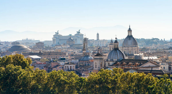Travel to Italy - panorama of Rome city in side of Capitoline Hill from Castle of St Angel
