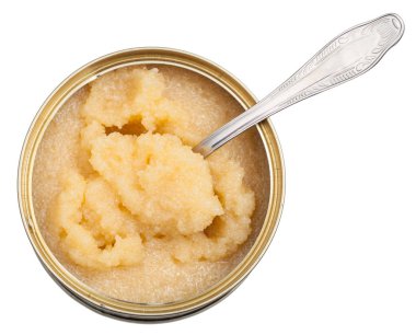 capelin balık sarı havyar ile kaşıkla kalay