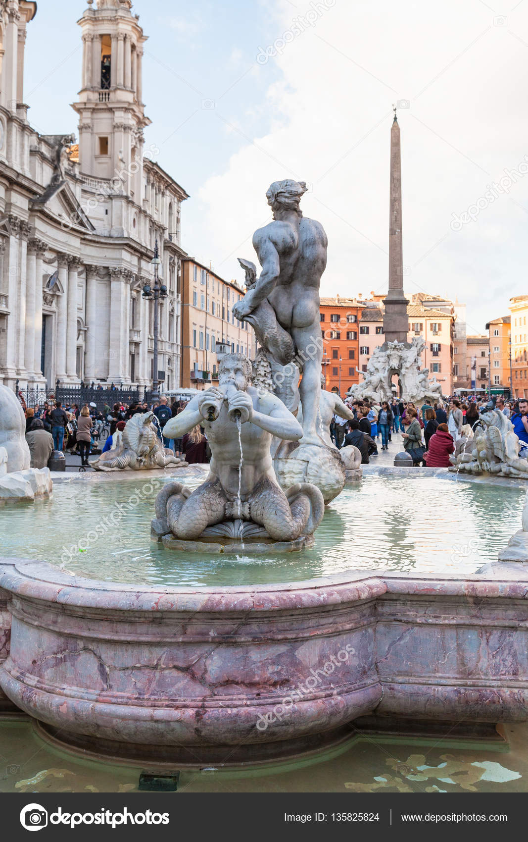 Fontana del Moro on Piazza Navona in Rome Stock Editorial Photo