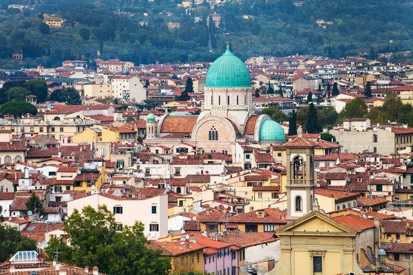 Skyline of Florence city with Great Synagogue — Stock Photo, Image