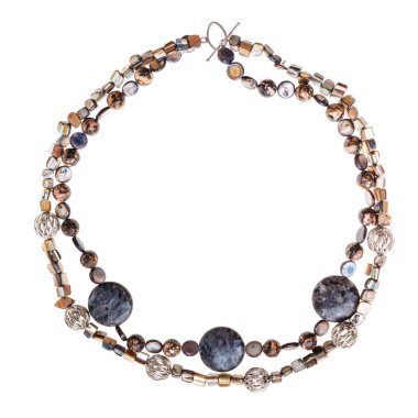 necklace from labradorite and rhodonite gems clipart