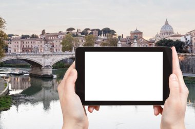 turist Tiber Nehri Roma şehir fotoğrafları
