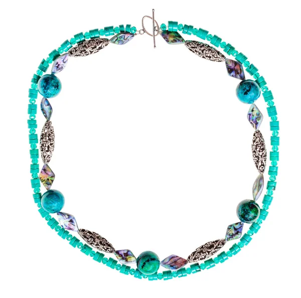 Collana da chrysocolla palle di pietra naturale gemma — Foto Stock