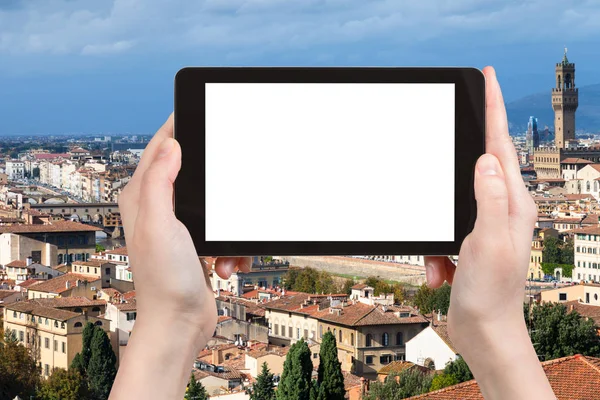 Turist fotografier Florens skyline — Stockfoto