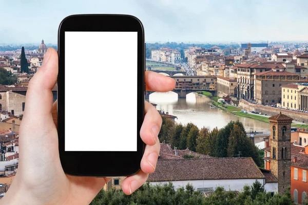 Touristenfotos Florenz Stadt mit dem Fluss Arno — Stockfoto