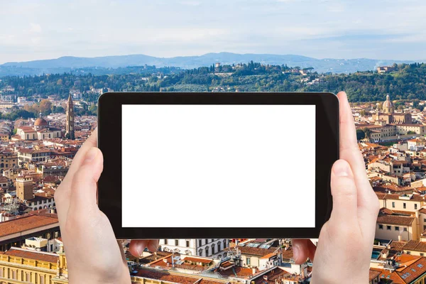 Turistické Fotografie Florencie město na tabletu — Stock fotografie